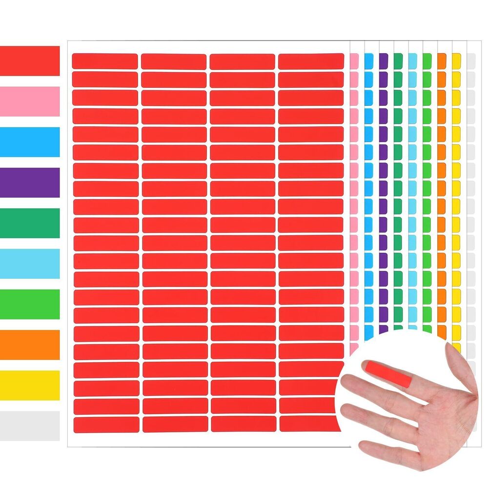 4819 900Pcs Colored Label Stickers, 1.7×0.4 Inches Rectangular File Folder